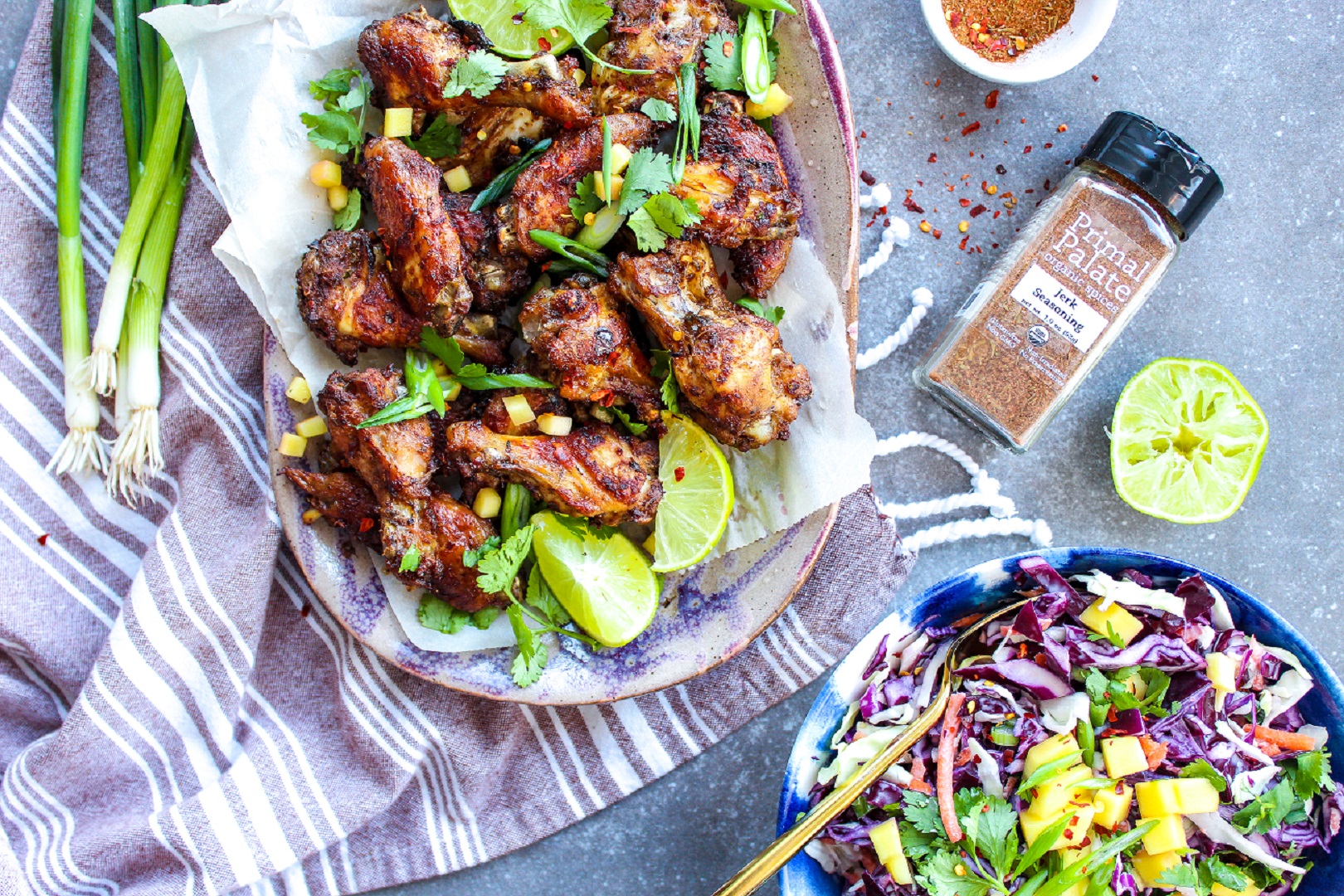 Jerk Seasoned Chicken Wings with Mango Slaw Paleo Recipes Natura Market